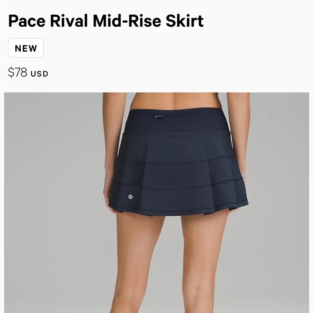 Lululemon Navy Pace Rival Mid-Rise Skirt